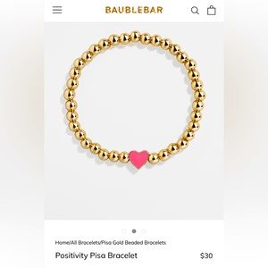 NWT BaubleBar Pisa Positivity Heart Beaded Stretch Bracelet Hot Pink